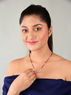 Rose Gold Plated Mangalsutra with Motif & Black Beads for Women