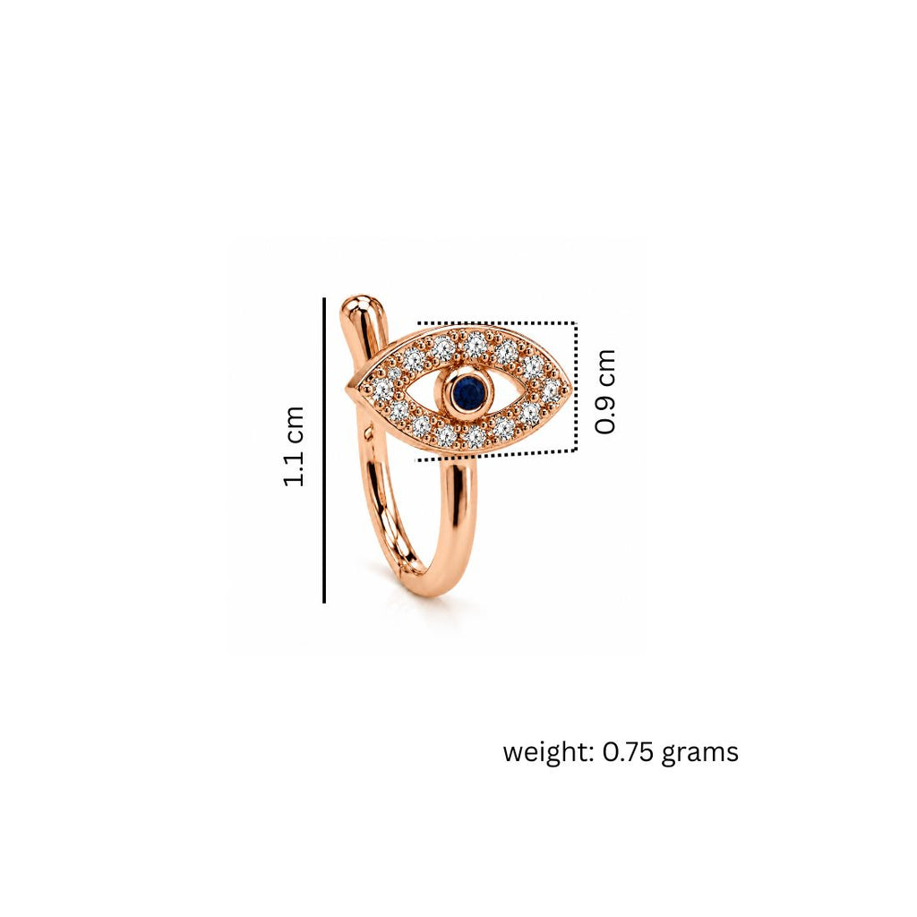 Rose Gold Non-Piercing Evil Eye Nose Pin