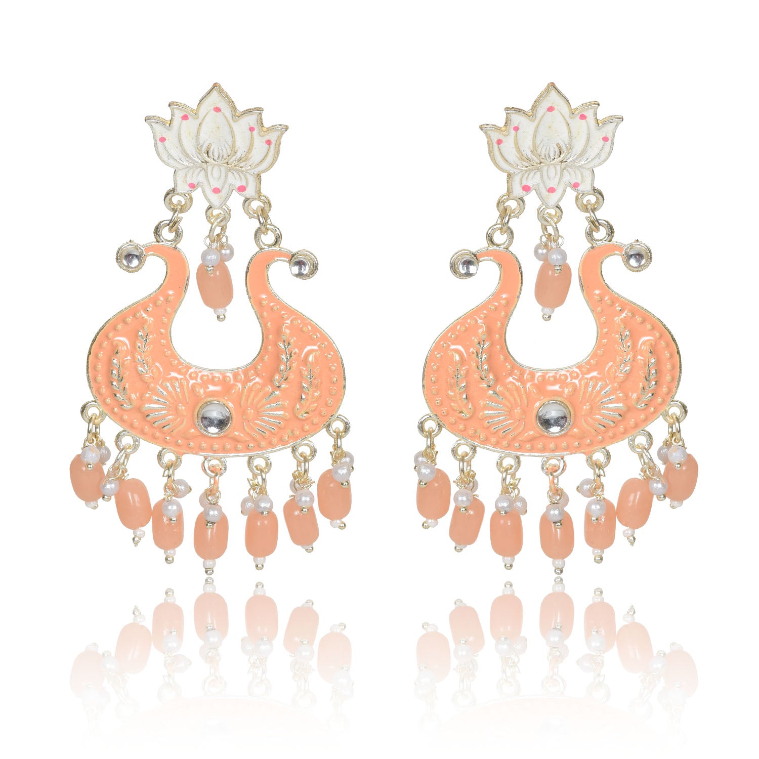 Nilu's Collection Handmade Ethnic Designer Orange Floral Jhumka for Women & Girls Jhumki Earring