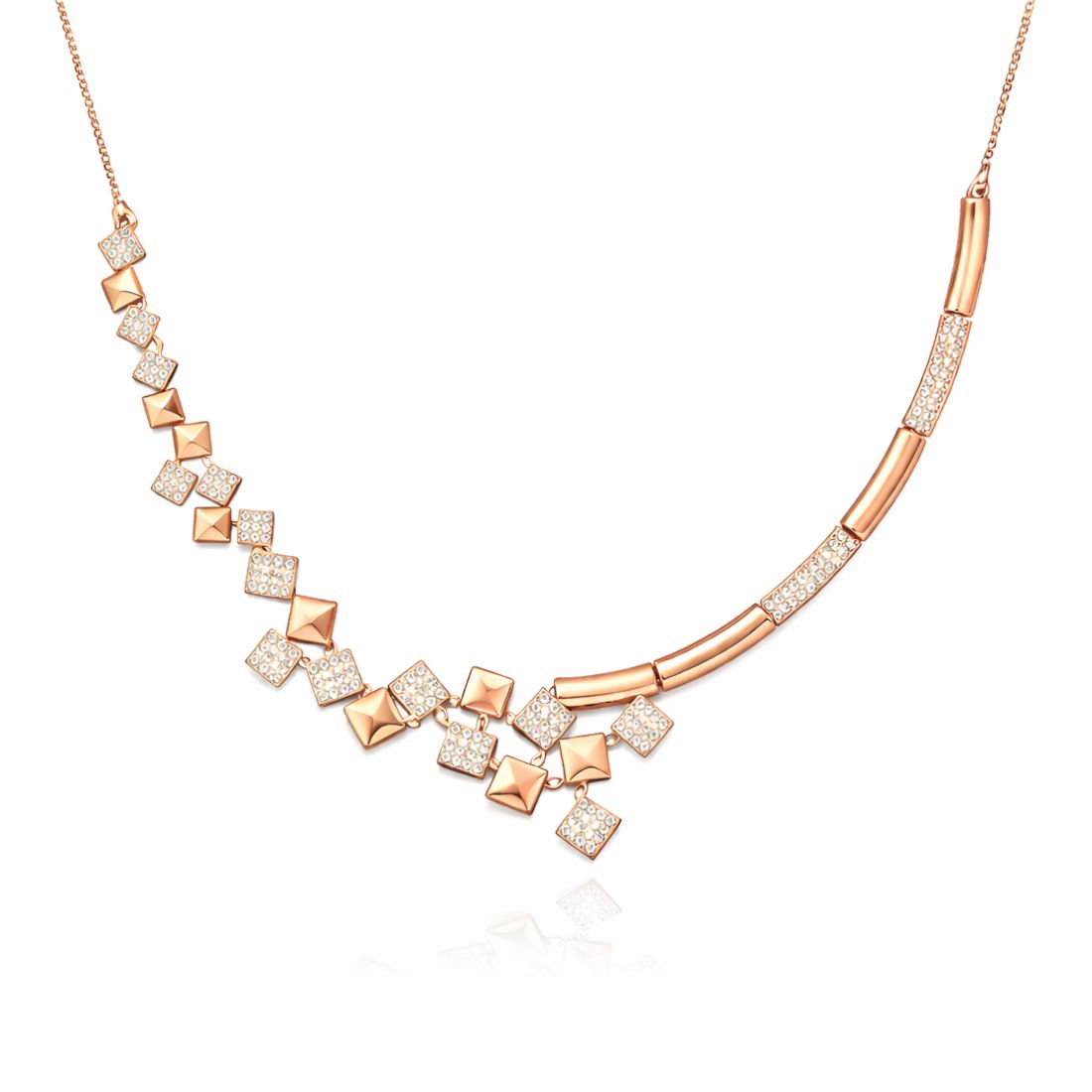 Rose Gold Plated Cubic Necklace Set with Earrings | American Diamond for Women & Girl | Gift For her