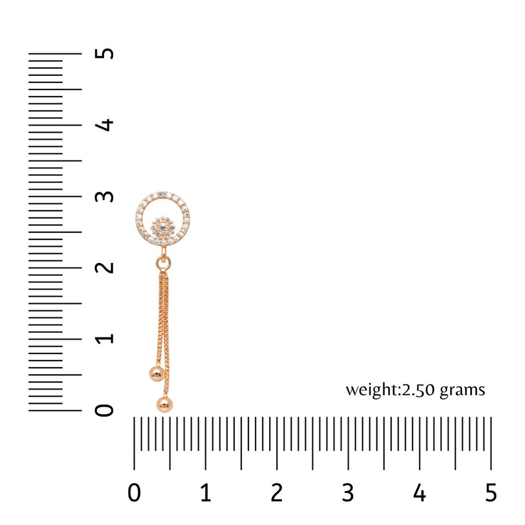 Nilu's Collection Rose Gold Plated American Diamond Drop Earrings for Women And Girls