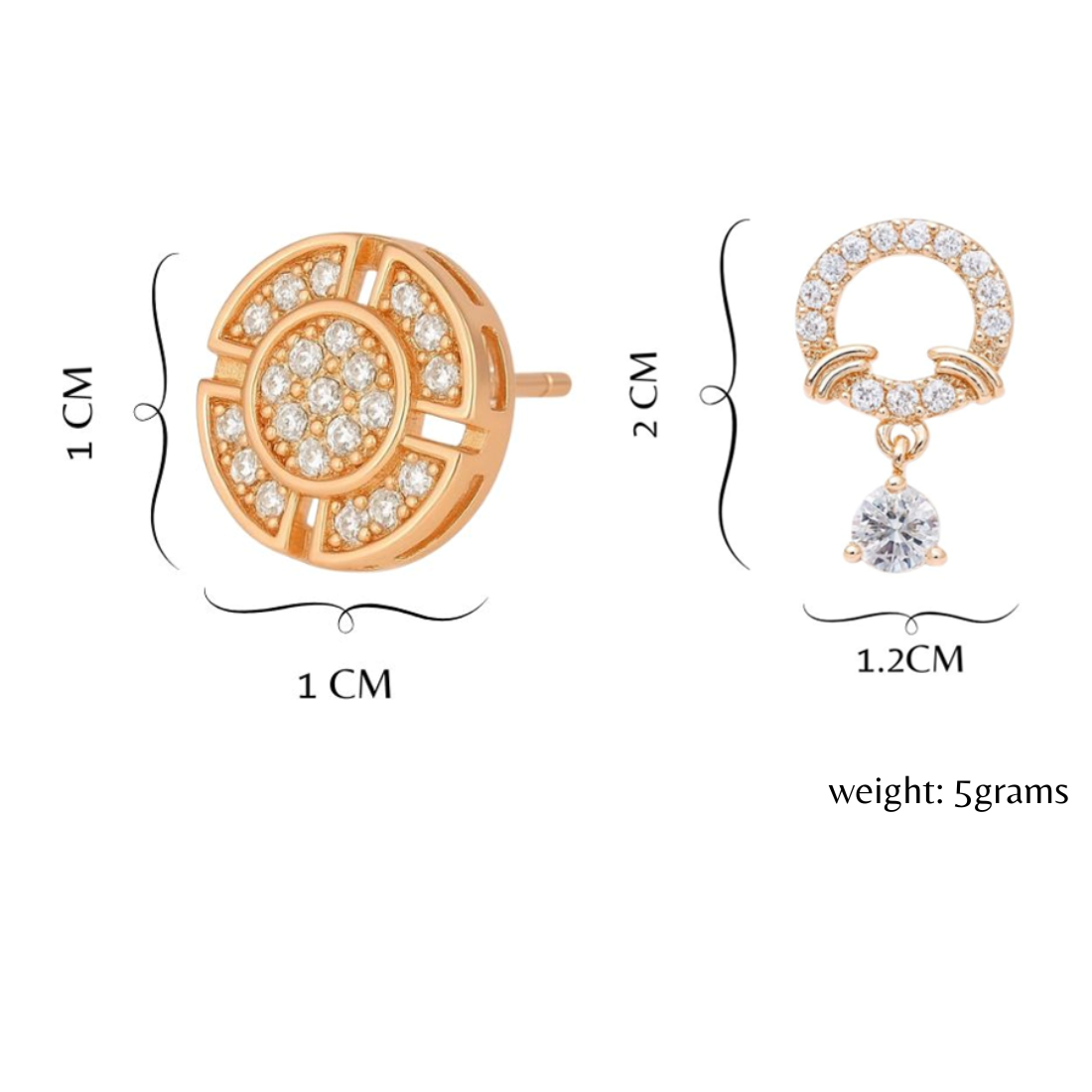 Gentle Glow Value Set| Rose Gold Plated Earrings With American Diamond For Women & Girls