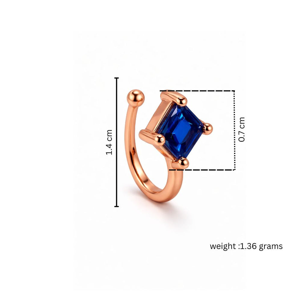Rose Gold Blue Stone Non-Piercing Nose Pin