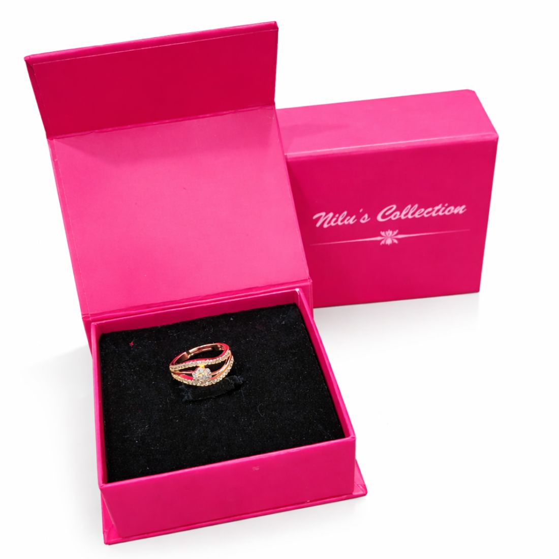 Gift Rose Gold Plated AD Jewelry Set with Earrings, Pendant & Ring For Women And Girls