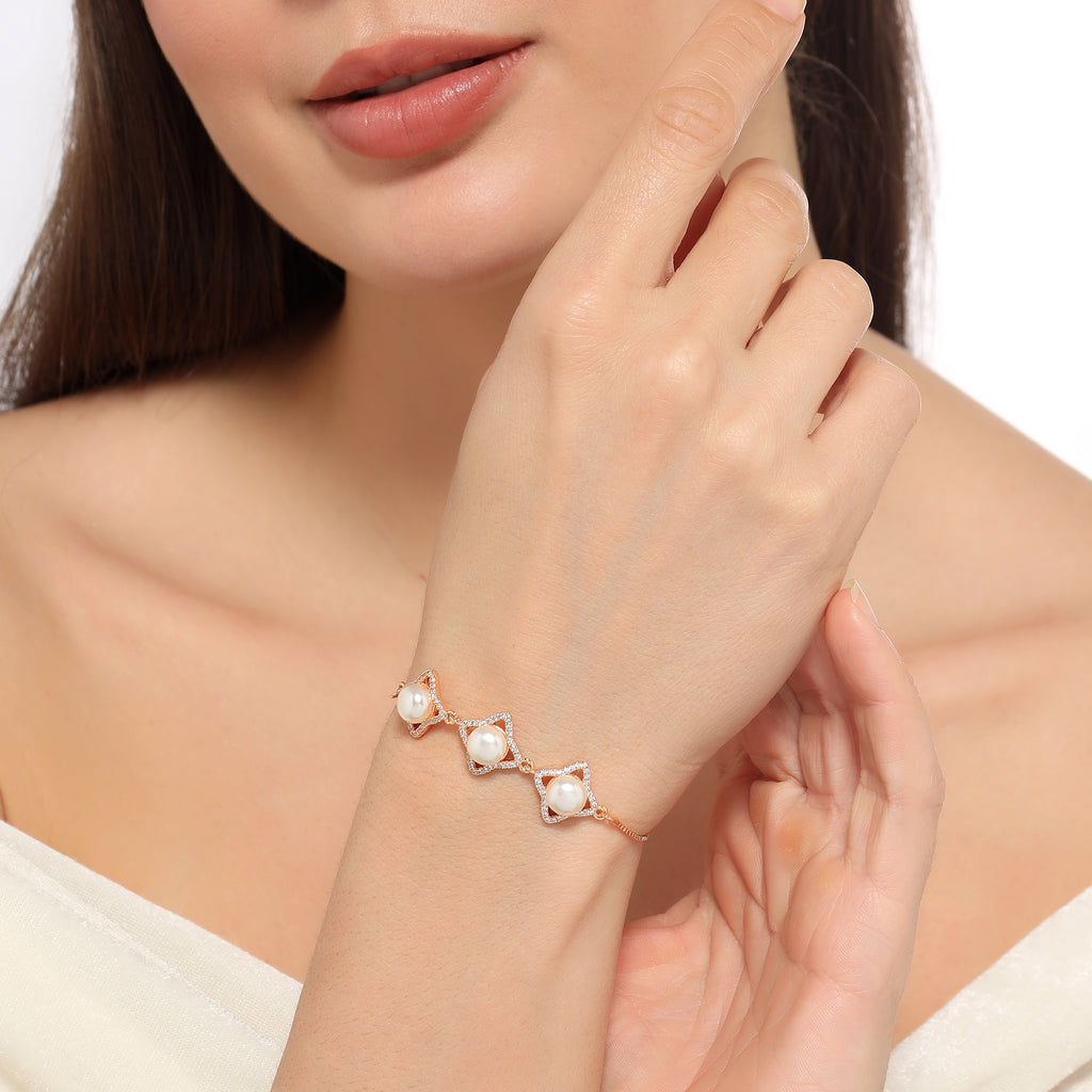 Rose Gold Plated Pearl Bracelet