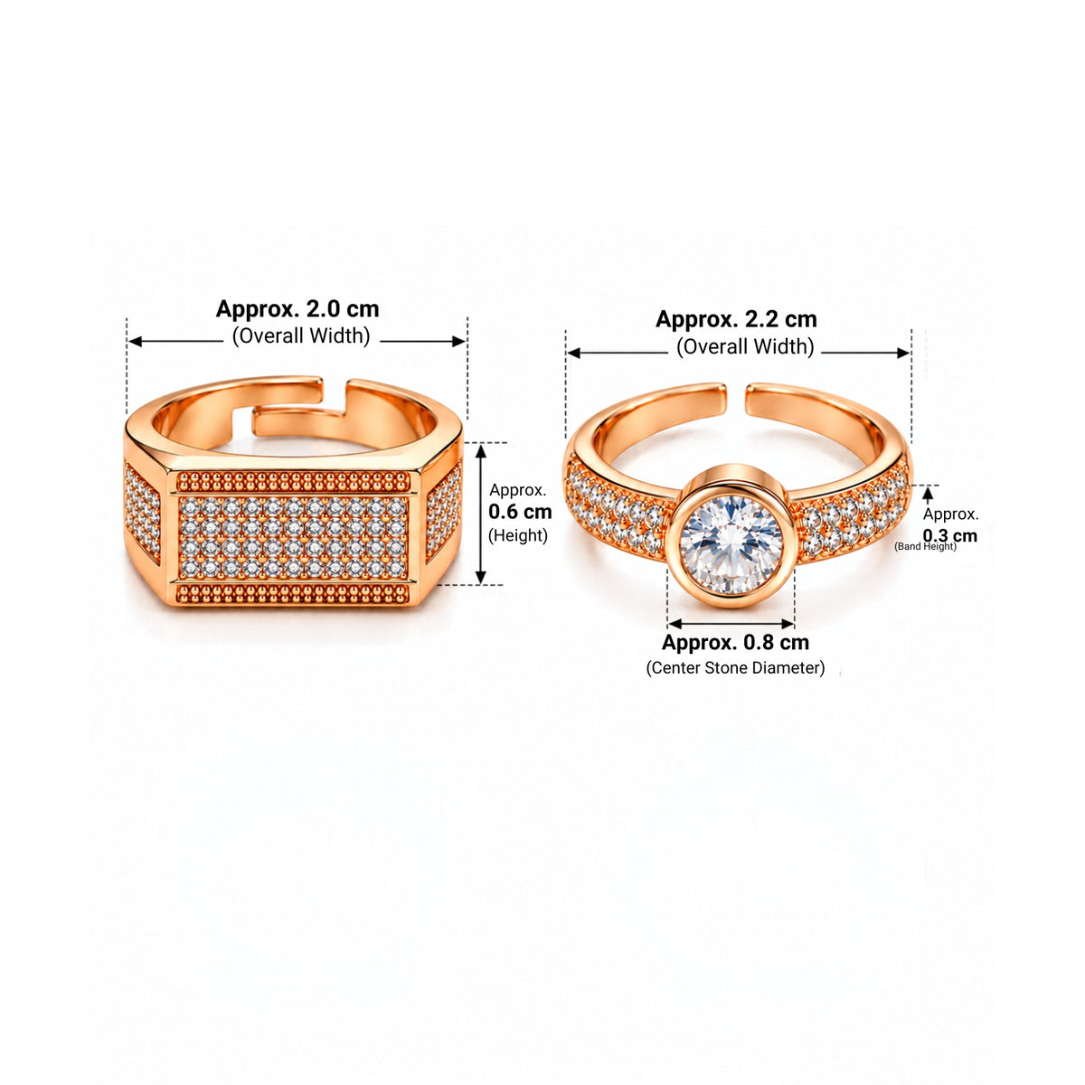 Rose Gold Solitaire Couple Rings for Men & Women