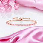 Rose Gold Plated Pink AD Tennis Bracelet