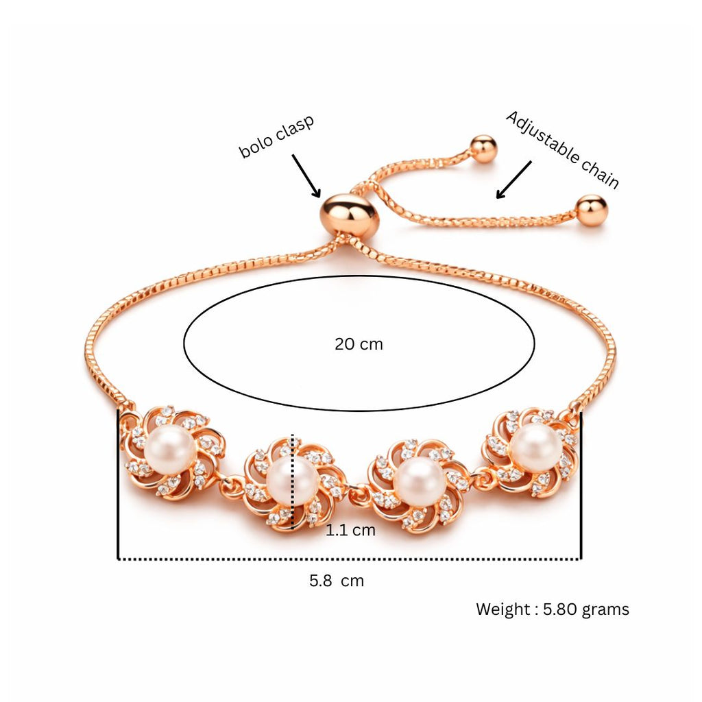 Rose Gold Floral Pearl Bracelet