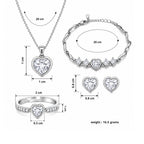 Silver Plated White Heart Jewelry Set