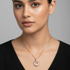 Rose Gold Circular Pendant Necklace for Women