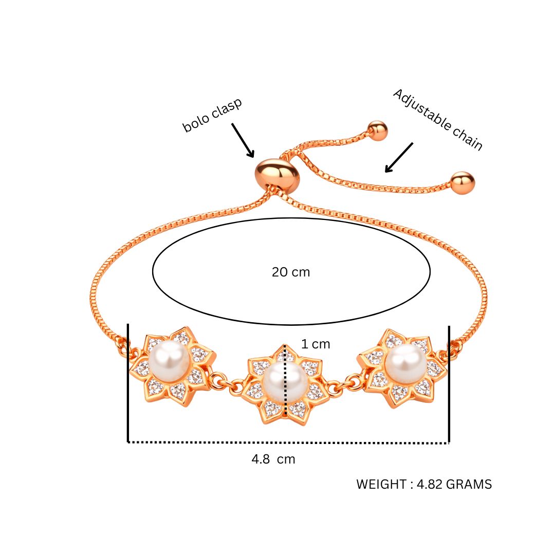 Rose Gold Plated Floral Pearl Bracelet