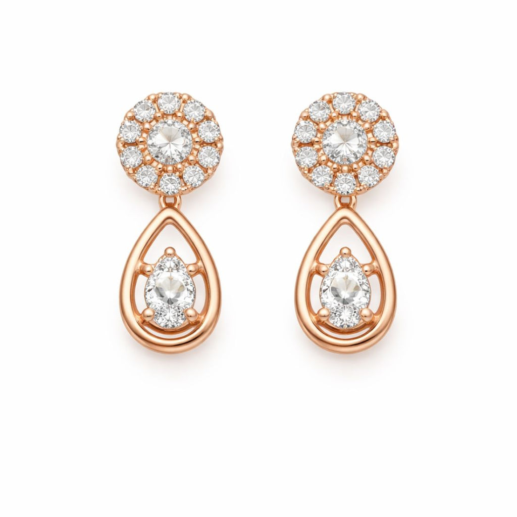 Nilu's Collection Rose Gold Plated Necklace Set With Matching Earrings For Women And Girls