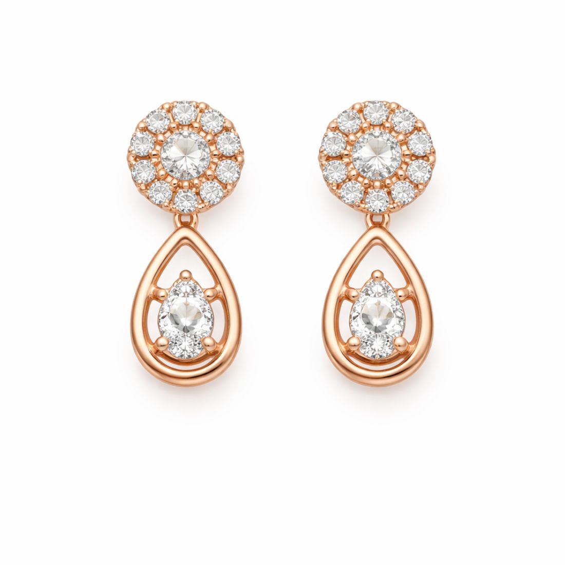 Nilu's Collection Rose Gold Plated Necklace Set With Matching Earrings For Women And Girls