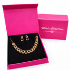 Gift Rose Gold Plated Necklace set With Adjustable Bracelet And Finger Ring