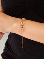 Nilu's Collection Rose Gold Plated Hexagon Shape with American Diamond Adjustable Bracelet for Women and Girls | Anti- Tranish | Anti -Allergy | Office Wear
