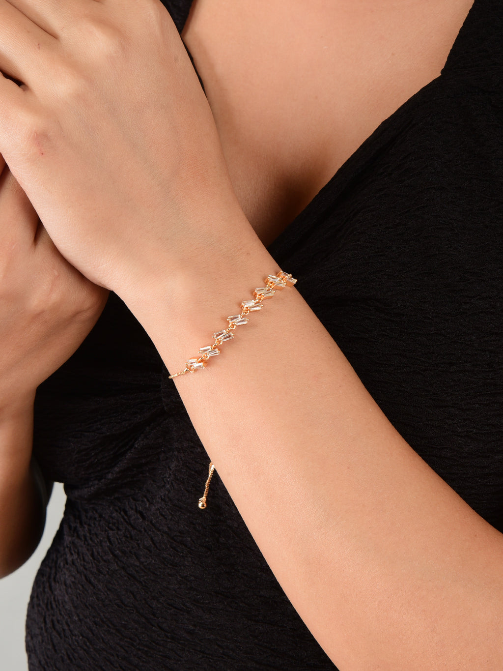 Rose Gold Plated Adjustable Bracelet For Women And Girls