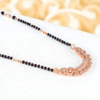 Rose Gold Plated Mangalsutra with Black Beads for Women