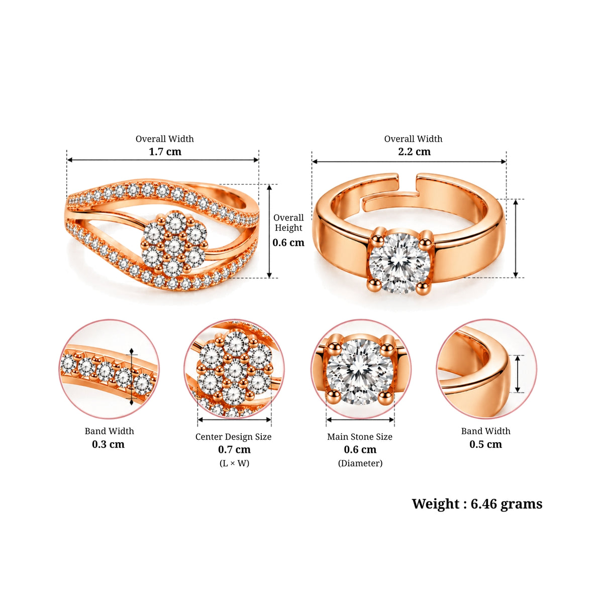 Rose Gold Couple Rings for Men & Women