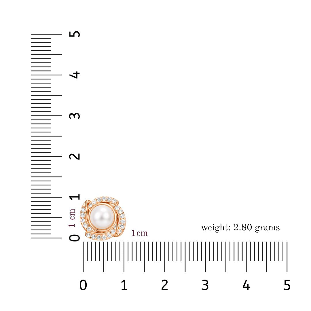 Rose Gold Pearl Stud Earrings For Women