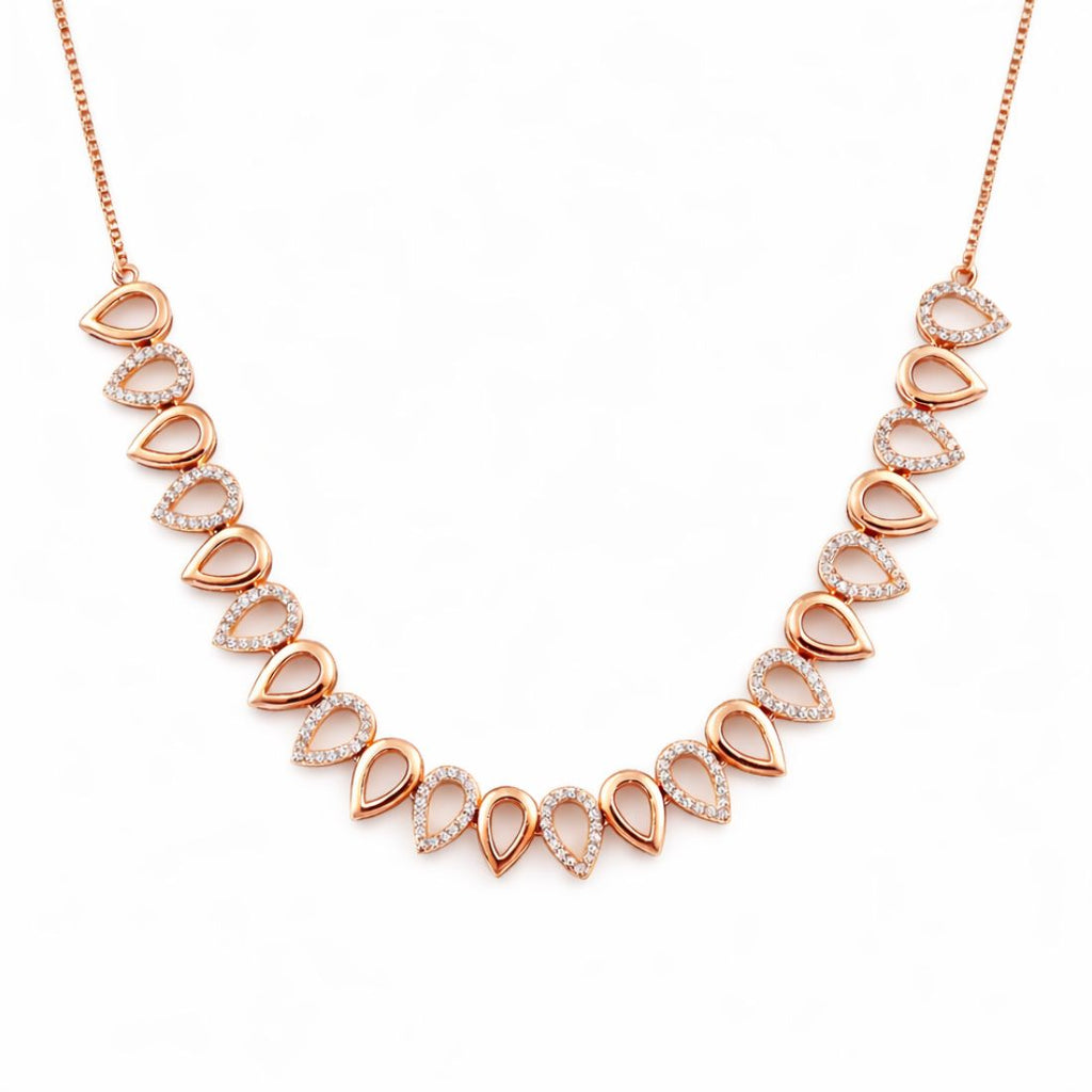 Rose Gold Plated Teardrop Necklace Set