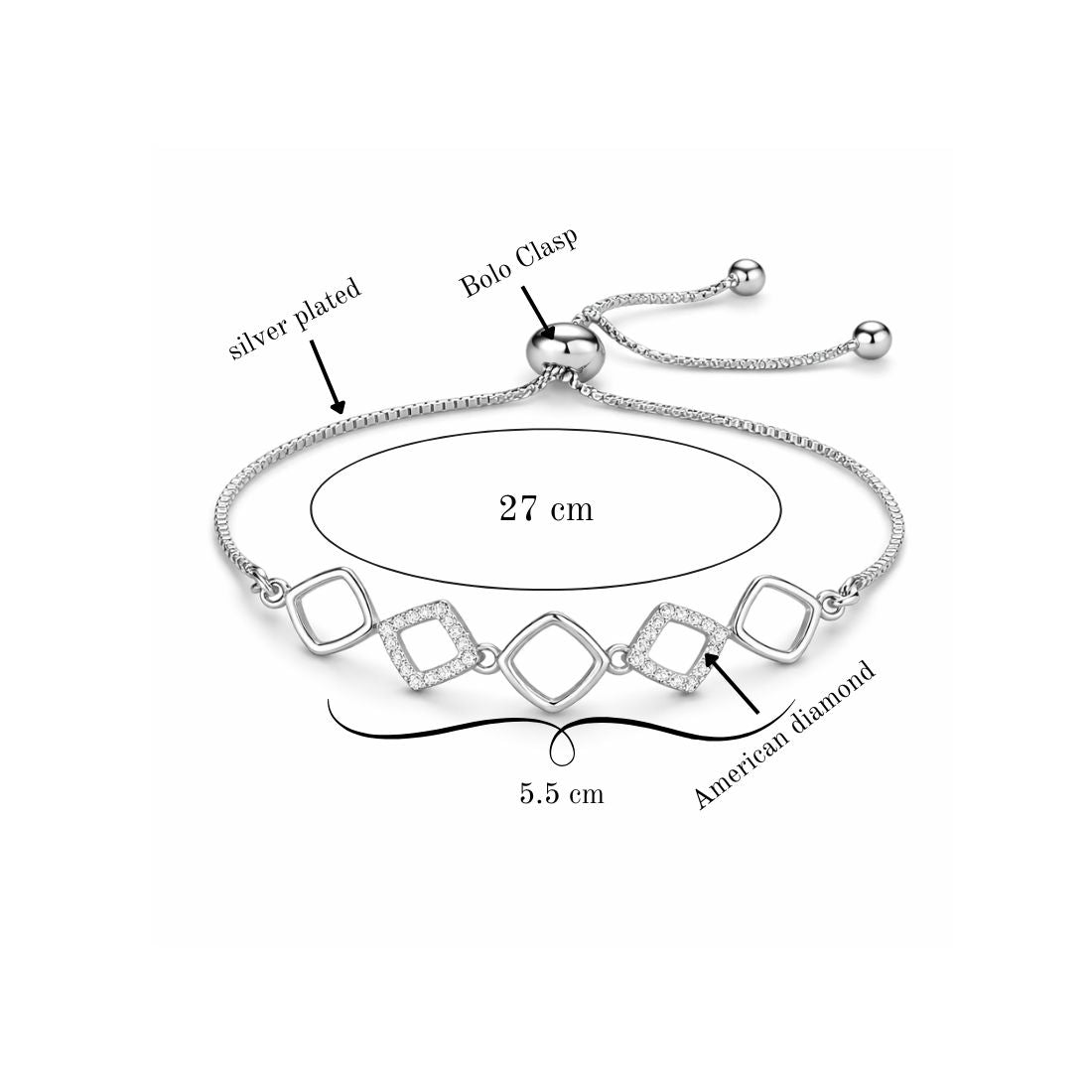 Silver Plated Adjustable Bracelet for Women