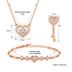 Heart Shaped Necklace, Earrings and Bracelet Jewellery Set for Women