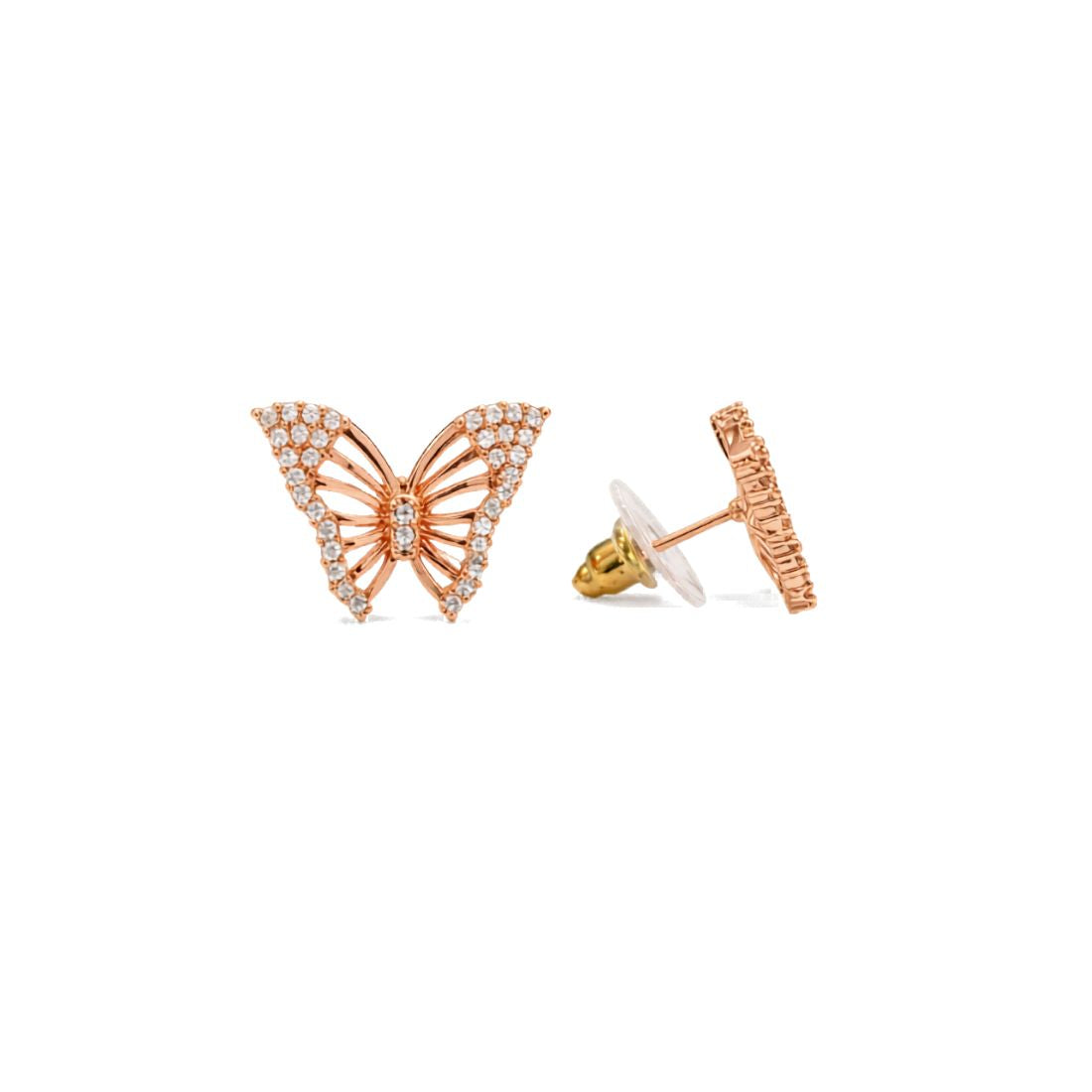 Rose Gold Butterfly Stud Earrings for Women
