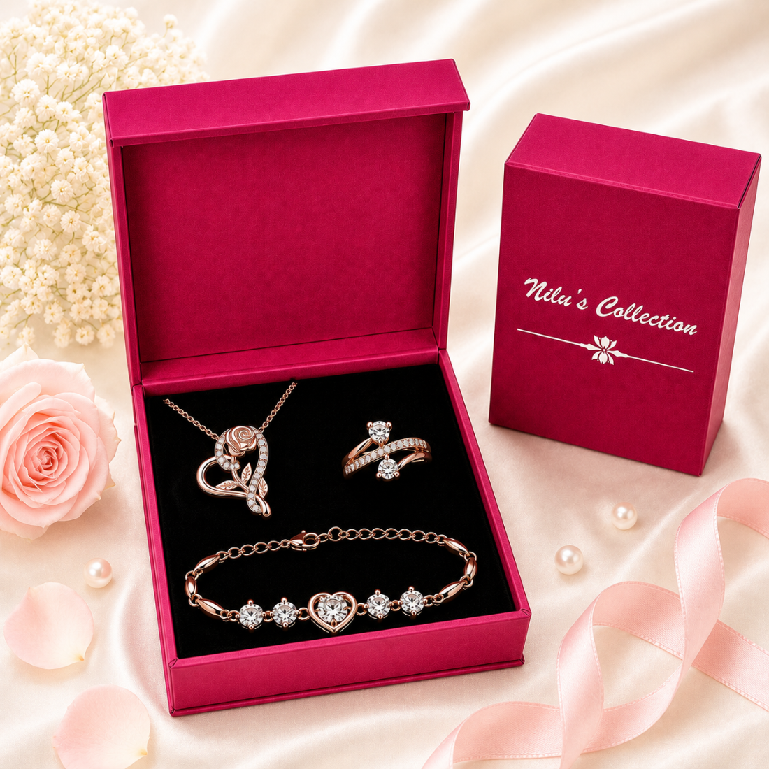 Rose Gold Jewellery Gift Set for Women