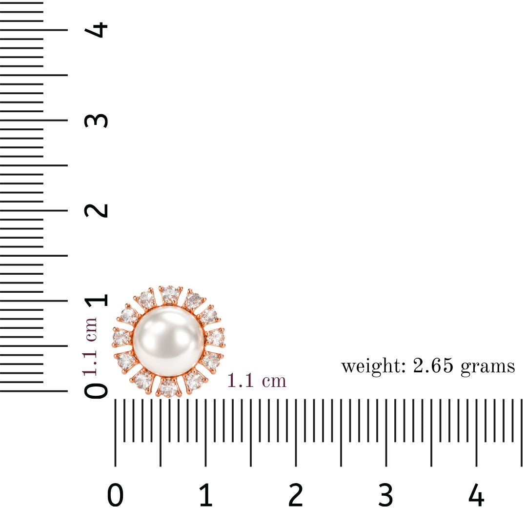 Rose Gold Round Pearl Stud Earrings