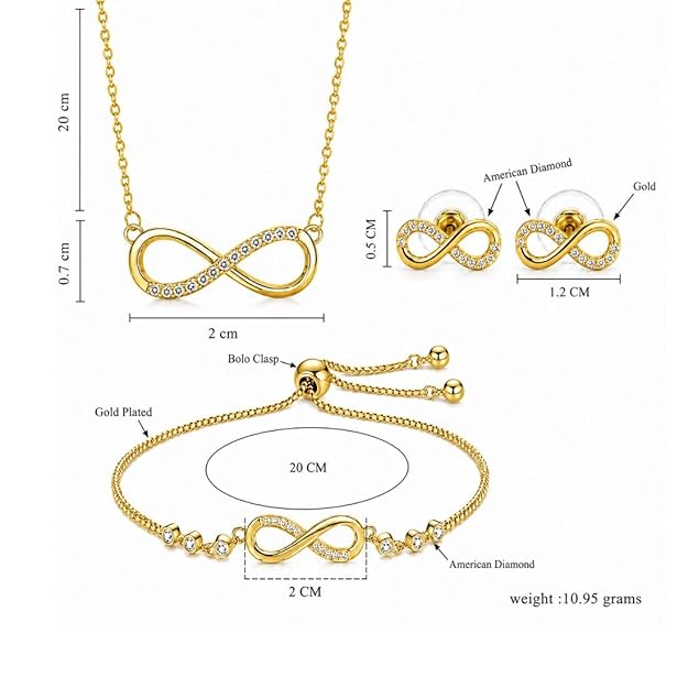 Gold Plated Infinity  jewellery set