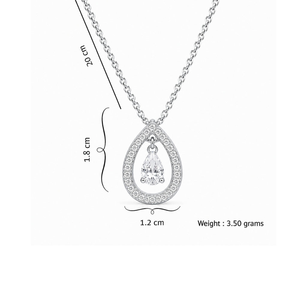Silver Plated White Cubic Zirconia Studded Pendant for Women