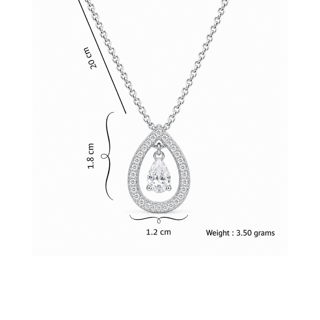 Silver Plated White Cubic Zirconia Studded Pendant for Women