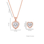 Rose Gold Heart Pendant With Earrings For Women
