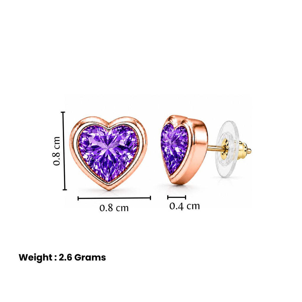 Rose Gold Purple Heart Earrings