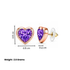 Rose Gold Purple Heart Earrings