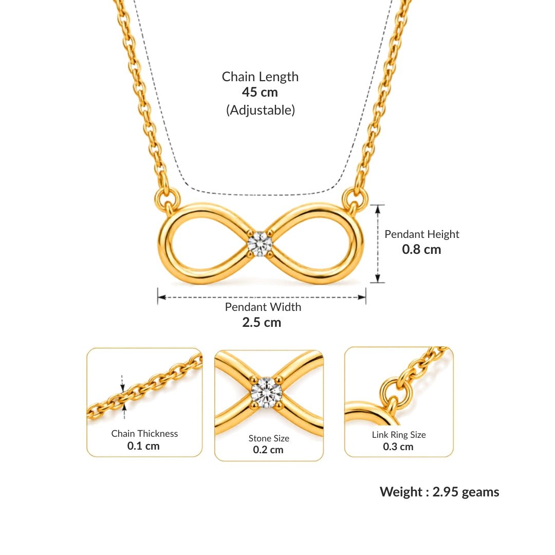 Gold Plated Infinity Pendant For Women
