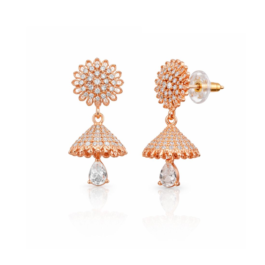 Rose Gold Traditional Jhumki Drop Earrings