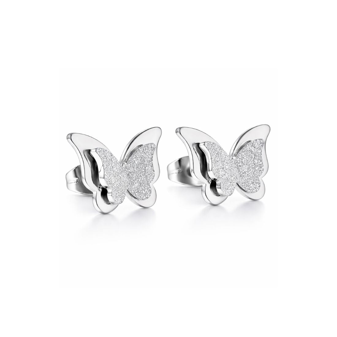 Premium Quality Dual Butterfly Rose Gold Plated Stud Earrings for Girls, Women and Kids