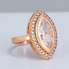 Rose Gold Plated Studded with American Diamond Wedding/Anniversary Ring for Women (Adjustable)