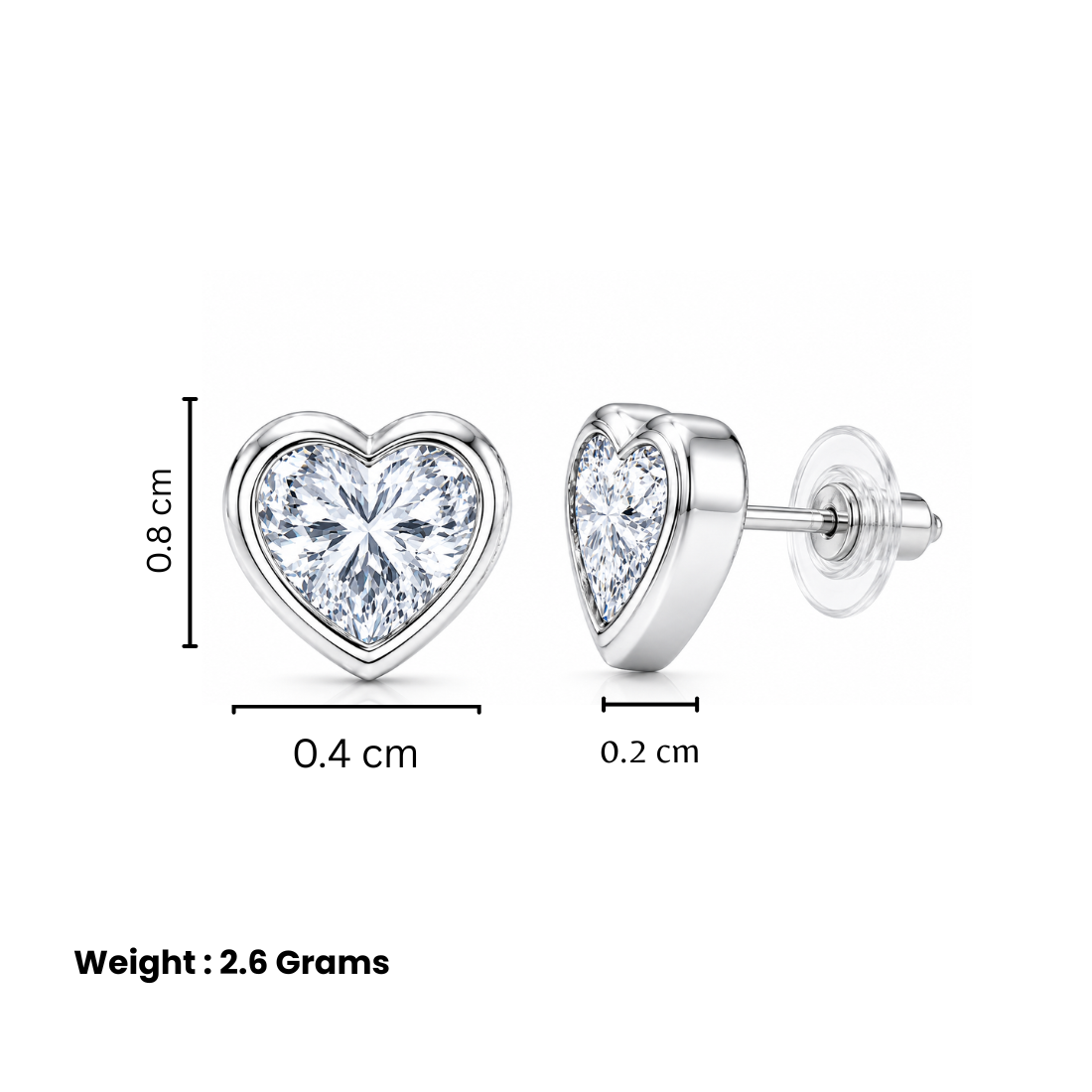 Silver Heart Stud Earrings