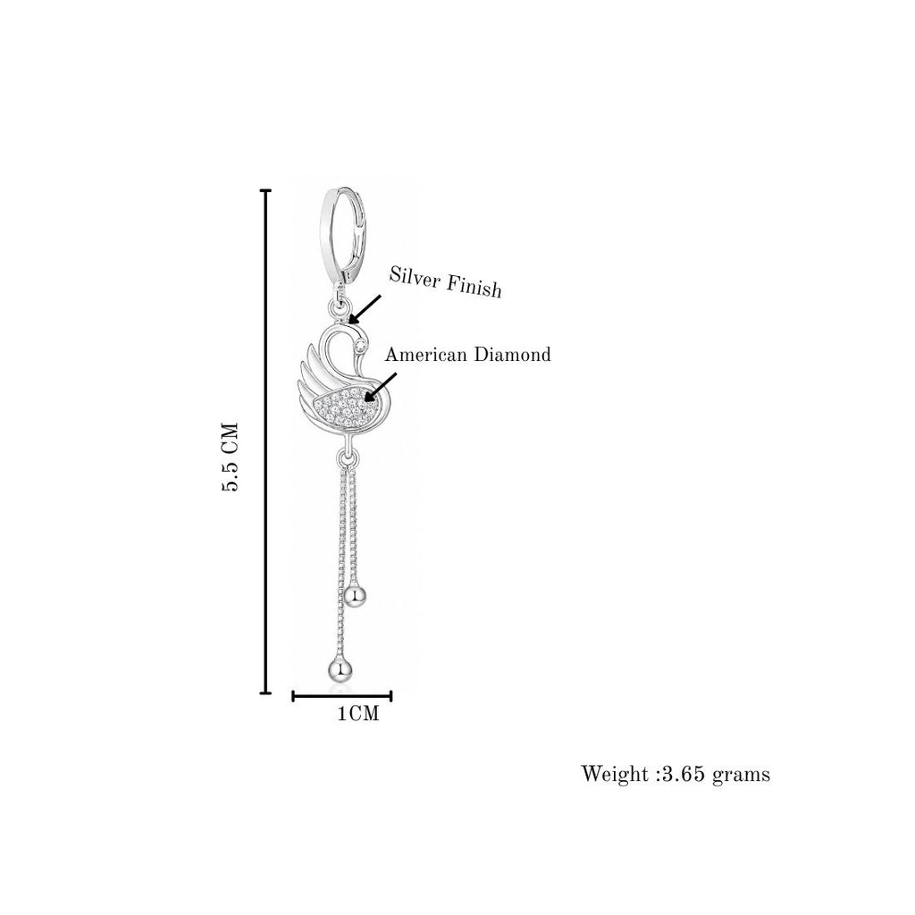 Silver Swan Dangle Earrings For Women