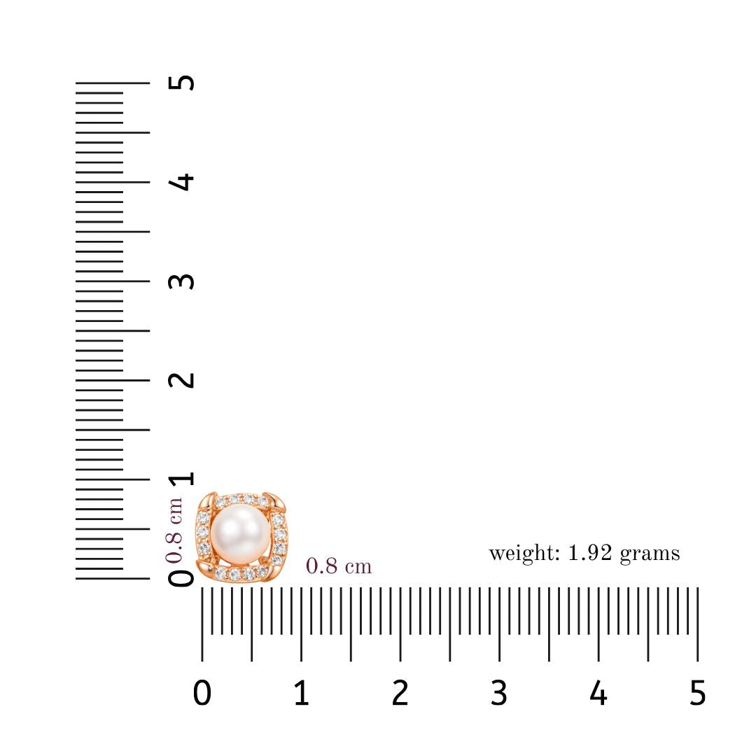 Rose Gold Pearl Stud Earrings