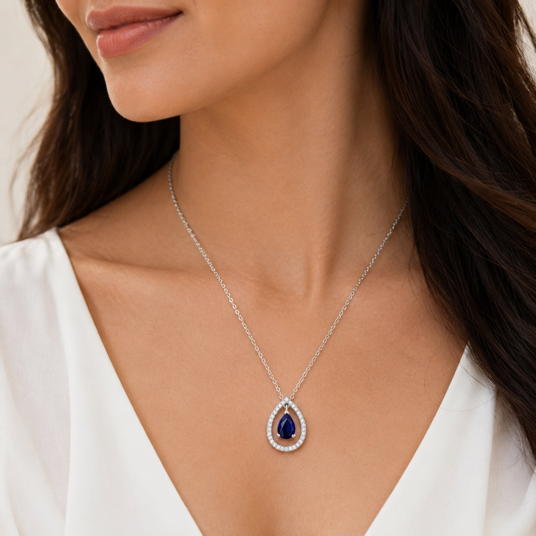 Silver Plated White Cubic Zirconia Studded Pendant for Women