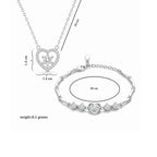 Silver Heart Pendant Necklace & Bracelet