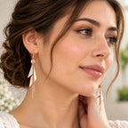Rose Gold Plated Long Dangle Earrings For Women