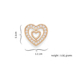 Rose Gold Plated Double Heart Stud Earrings For Women And Girls