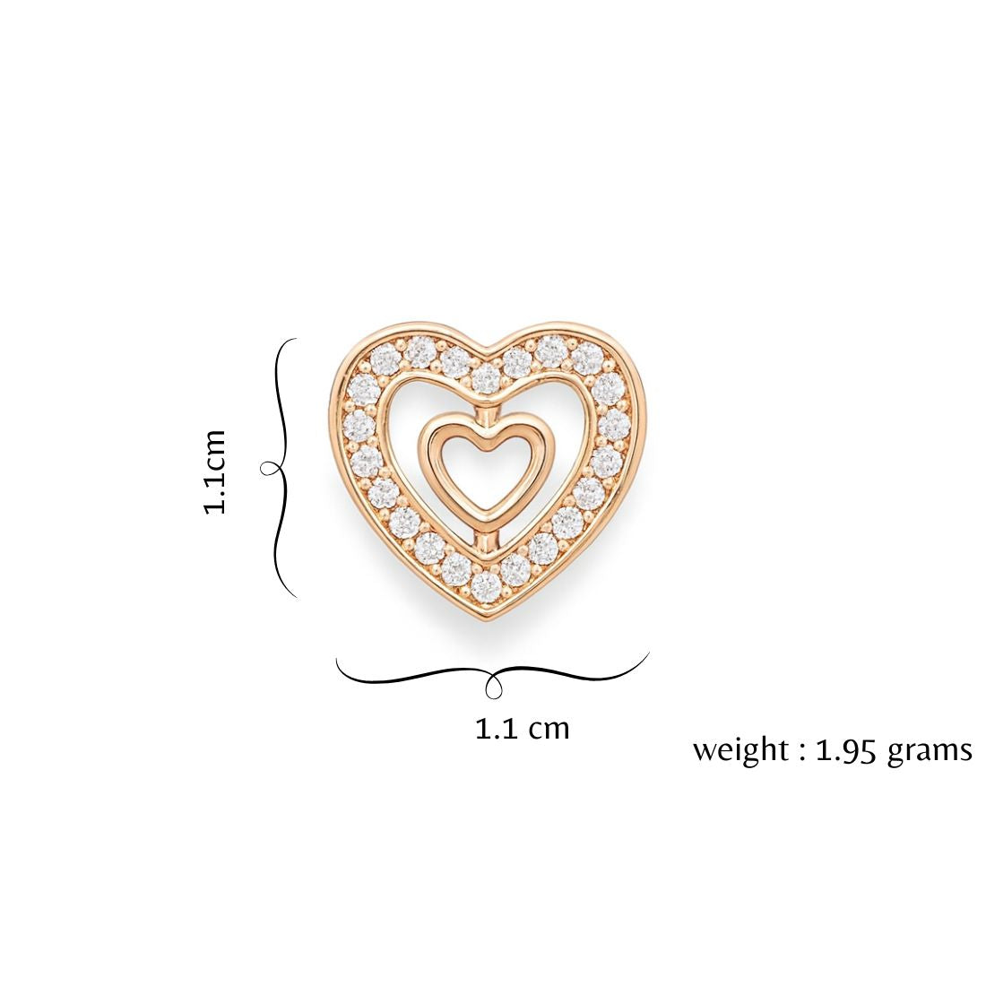 Nilu's Collection Rose Gold Plated Double Heart Stud Earrings with American Diamond For Women And Girls | Anti-Tranish | Anti-Allergy | Office Wear