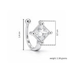 Silver Plated Square Cut American Diamond Non-Piercing Nose Pin