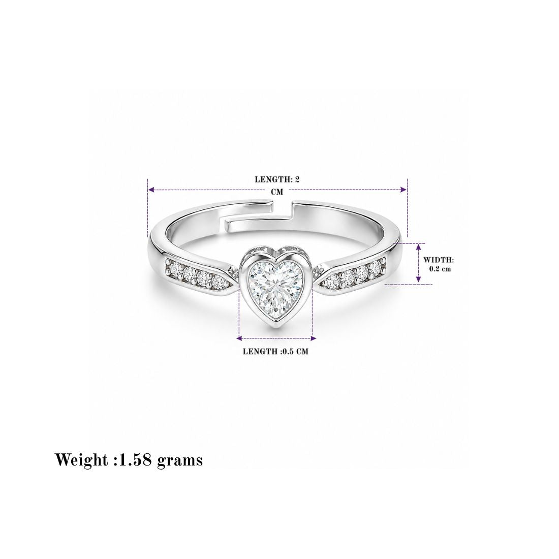 Silver Heart Finger Ring