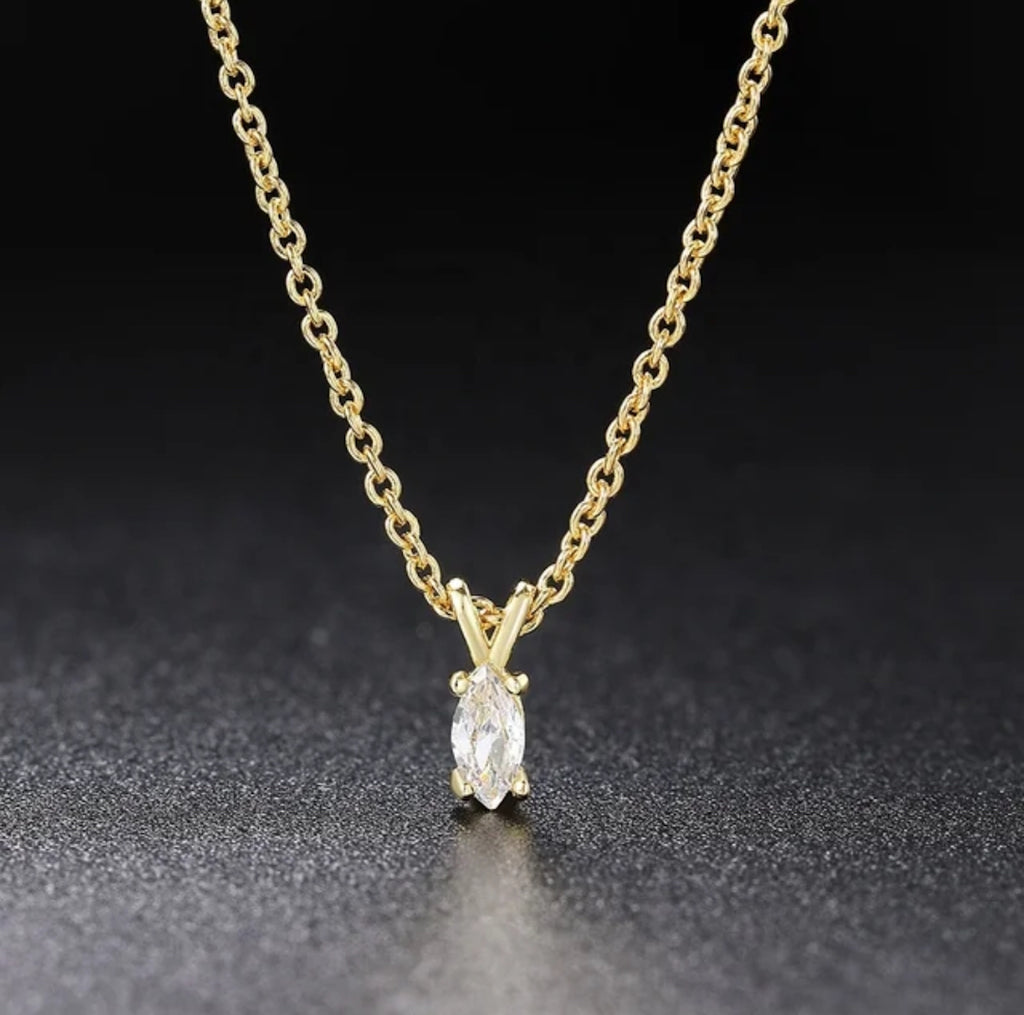 Solitaire Pendant with Gold Plated Chain